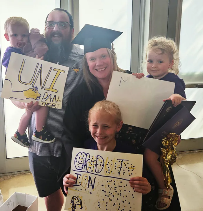 Mattie Dieken with her family at graduation. 