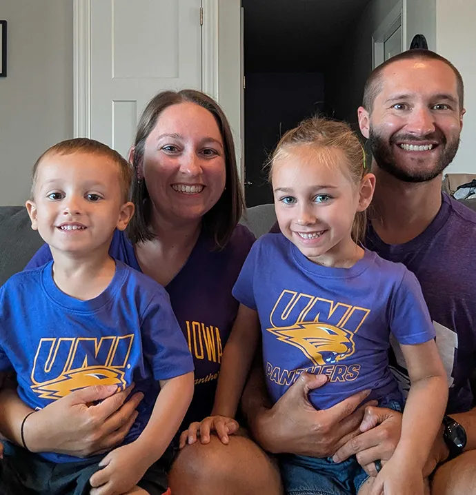 Cody Stirling with his wife and children