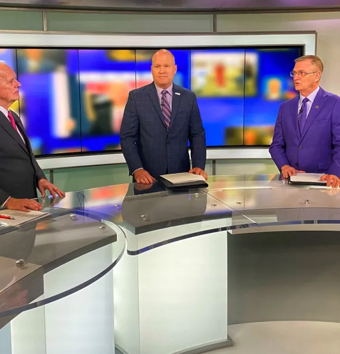 President Mark Nook and Jim Jermier with Ron Steele