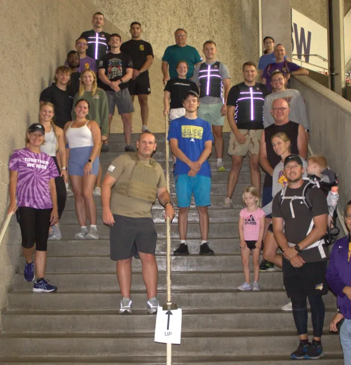 Participants of ROTC stair climb in UNI-Dome