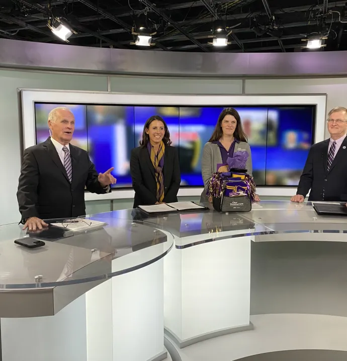 Ron Steele, Leslie Prideaux, Hillery Oberle, and President Mark A. Nook