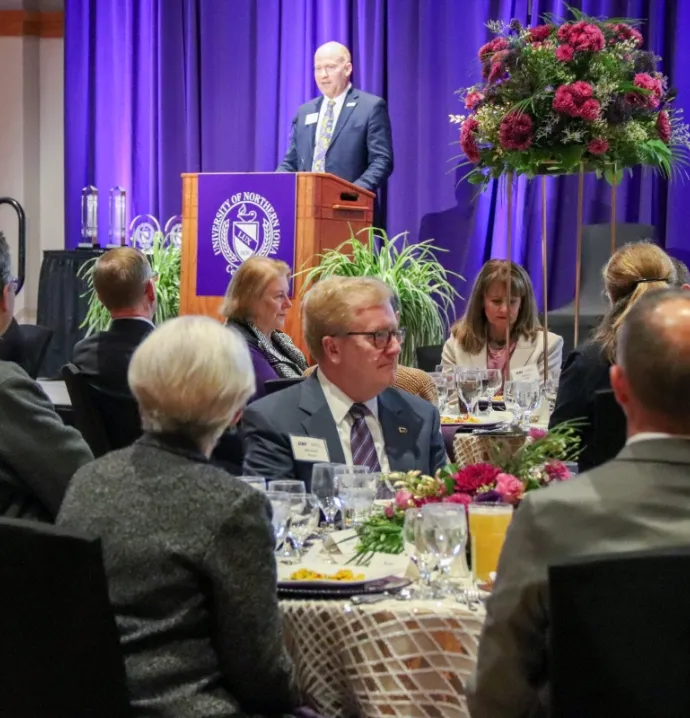 Jim Jermier speaking at Distinguished Alumni event