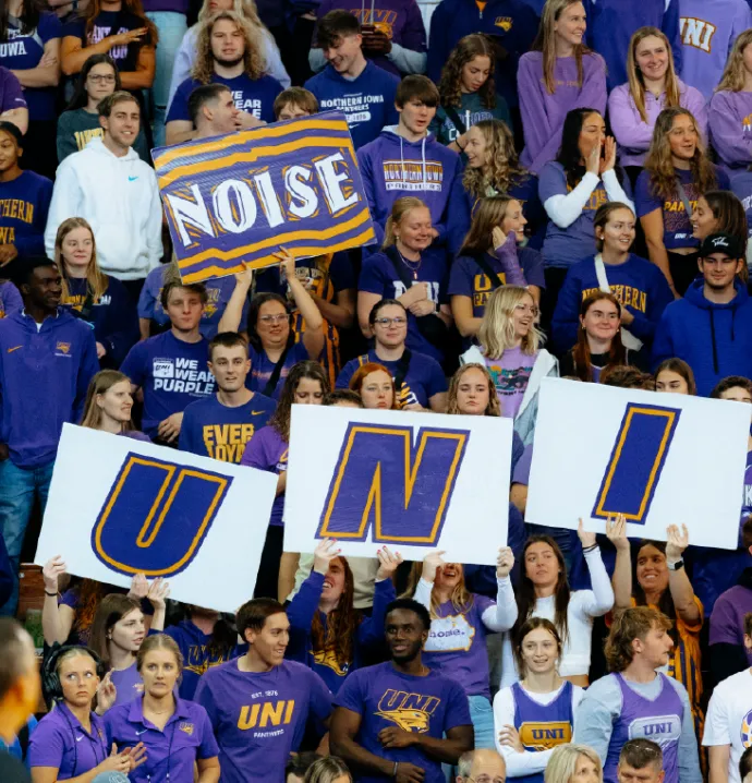 Student section at UNI Panther game