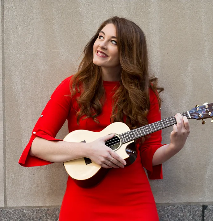 Mandy Harvey with a ukulele