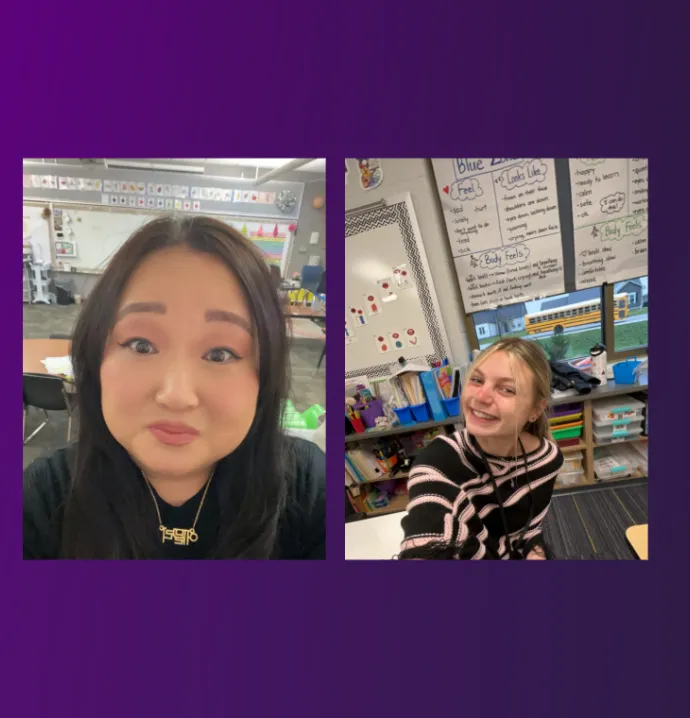 Emily Pendleton and Savannah Spitz in their classrooms