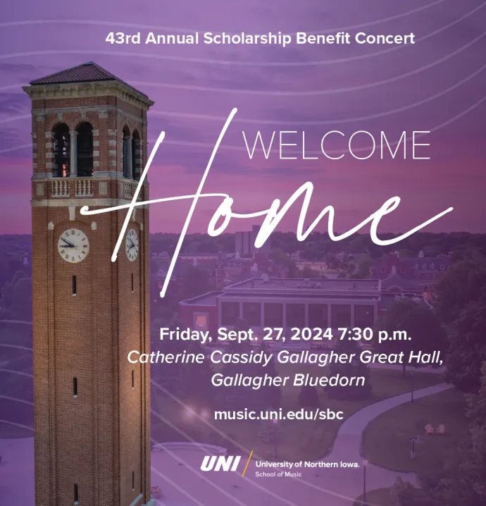 43rd Annual Scholarship Benefit Concert - Welcome Home - Friday, Sept. 27, 2024 at 7:30 p.m. in the Great Hall of the Gallagher Bluedorn