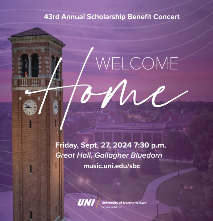 43rd Annual Scholarship Benefit Concert - Welcome Home - Friday, Sept. 27, 2024 at 7:30 p.m. in the Great Hall of the Gallagher Bluedorn