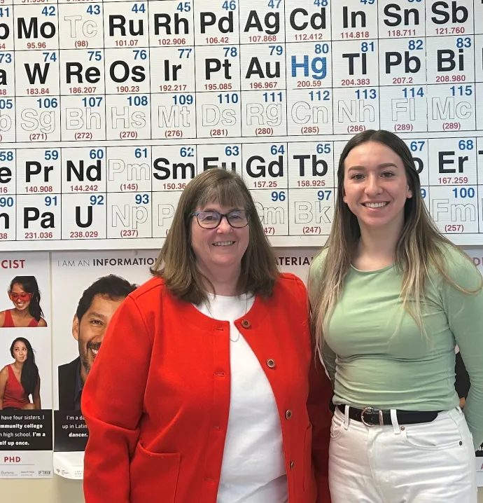 Sharon Elliott and Hannah Bustamante in the classroom