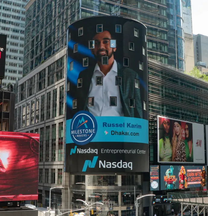 Russel Karim on Times Square jumbotron
