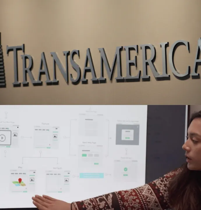Transamerica Business Intelligence and Analytics Lab sponsor logo and student