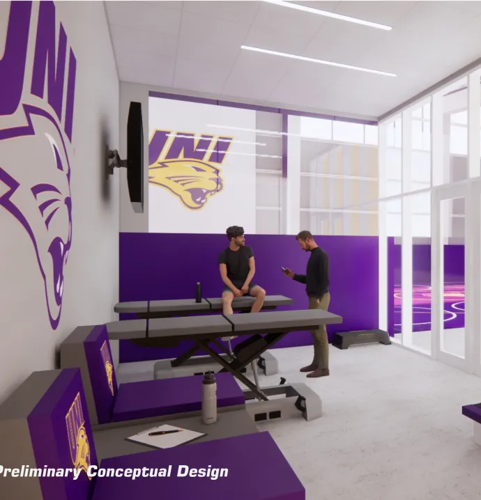 Rendering of UNI Wrestling training room