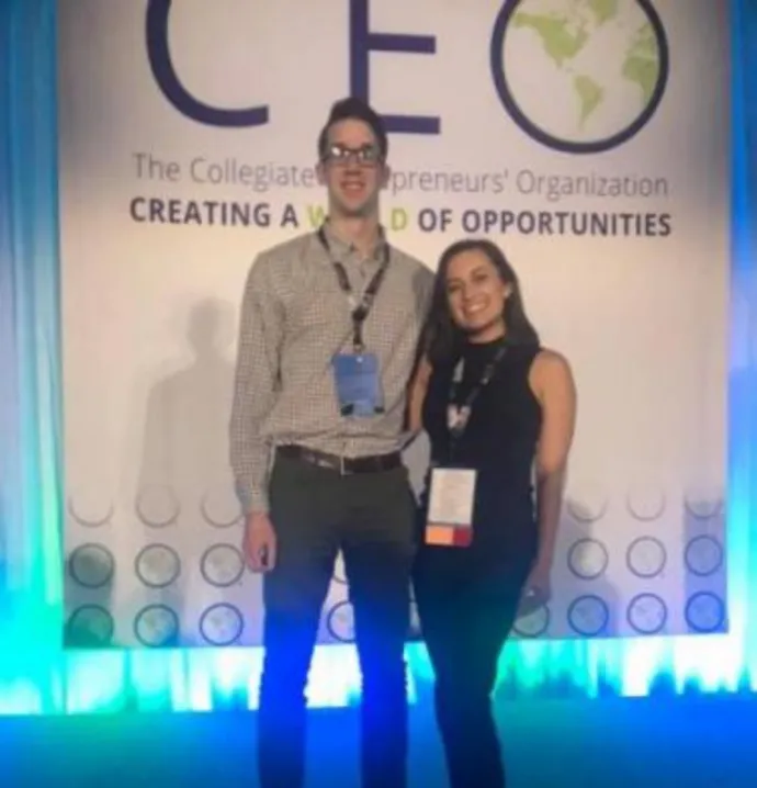 Two students at global conference.