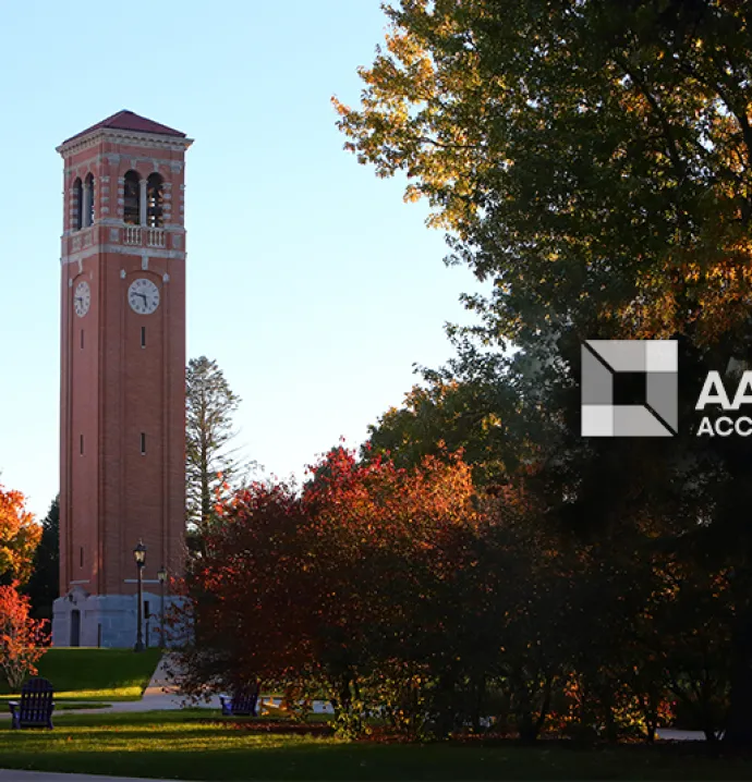 university of northern iowa campanile AACSB accreditation logo