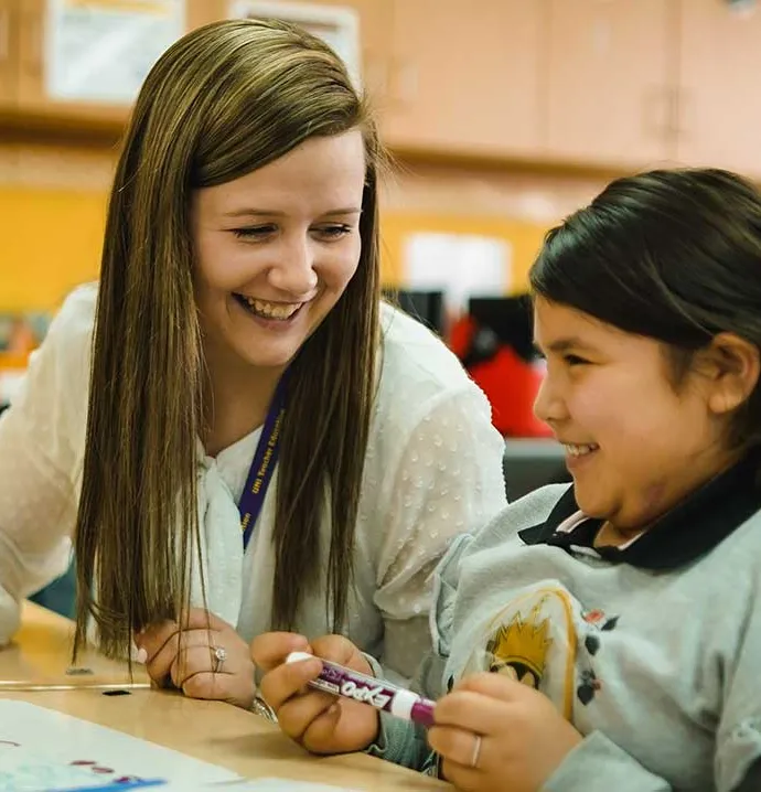 university of northern iowa teacher with student