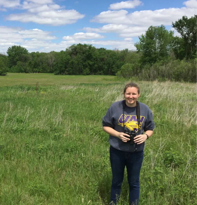 Gretchen Steffensmeier in the field collecting research. 