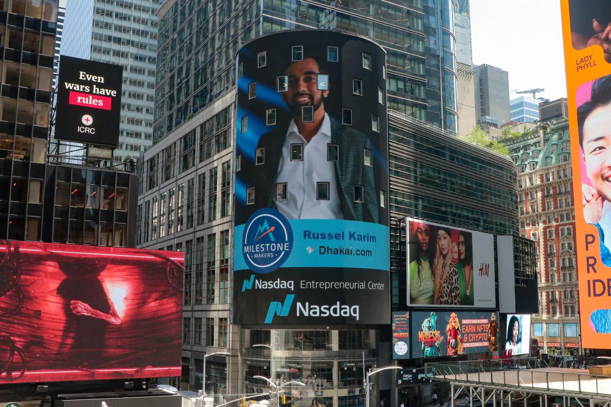 Russel Karim on Times Square jumbotron